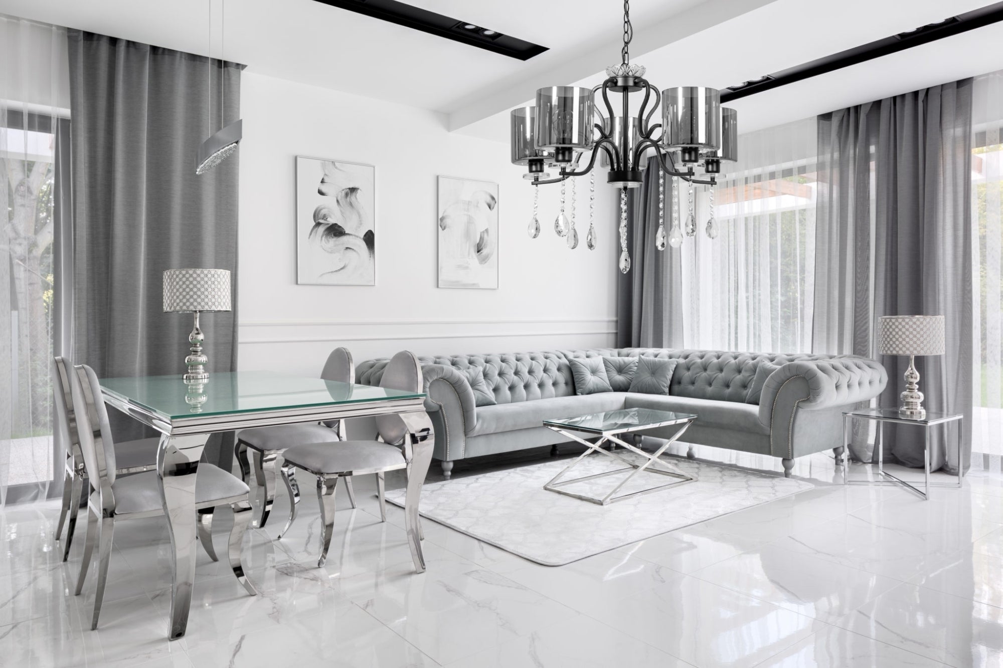 Lampa Wisząca Z Kryształami APP958-5CP  8