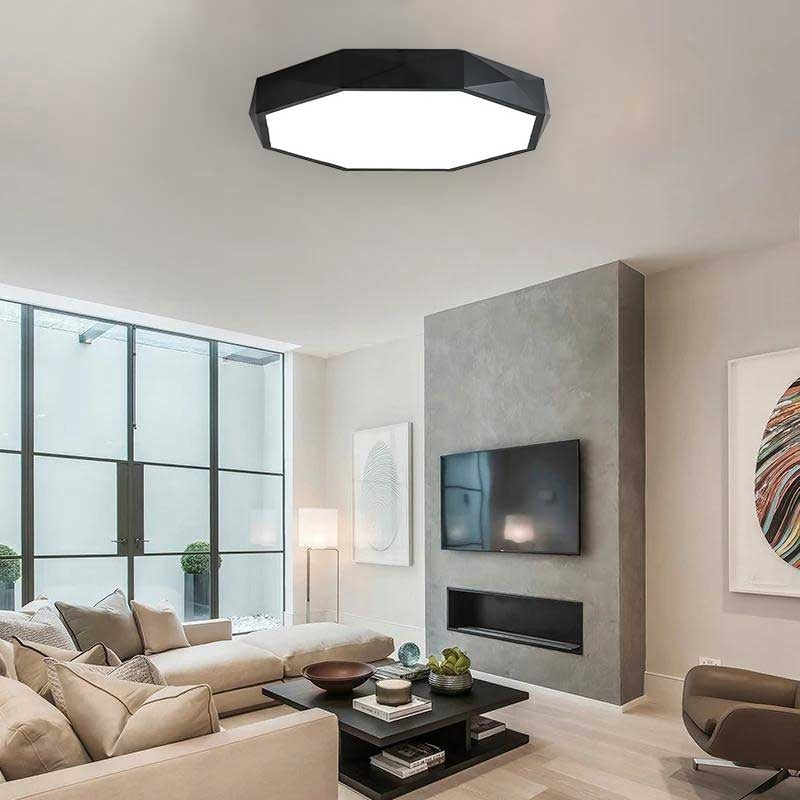 Lampa Plafon Diamond App862-c 40 Cm Czarna  3