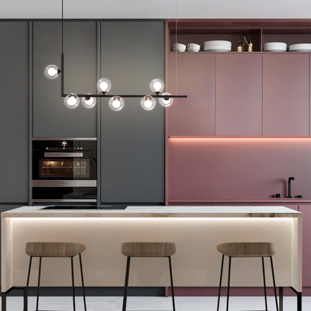 Lampa Sufitowa Metalowa Industrial Szklana APP754-8CP Czarna  6