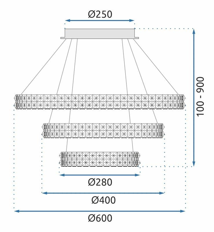 Lampa Wisząca Led Kryształowa Ms008-cp Chrom  8