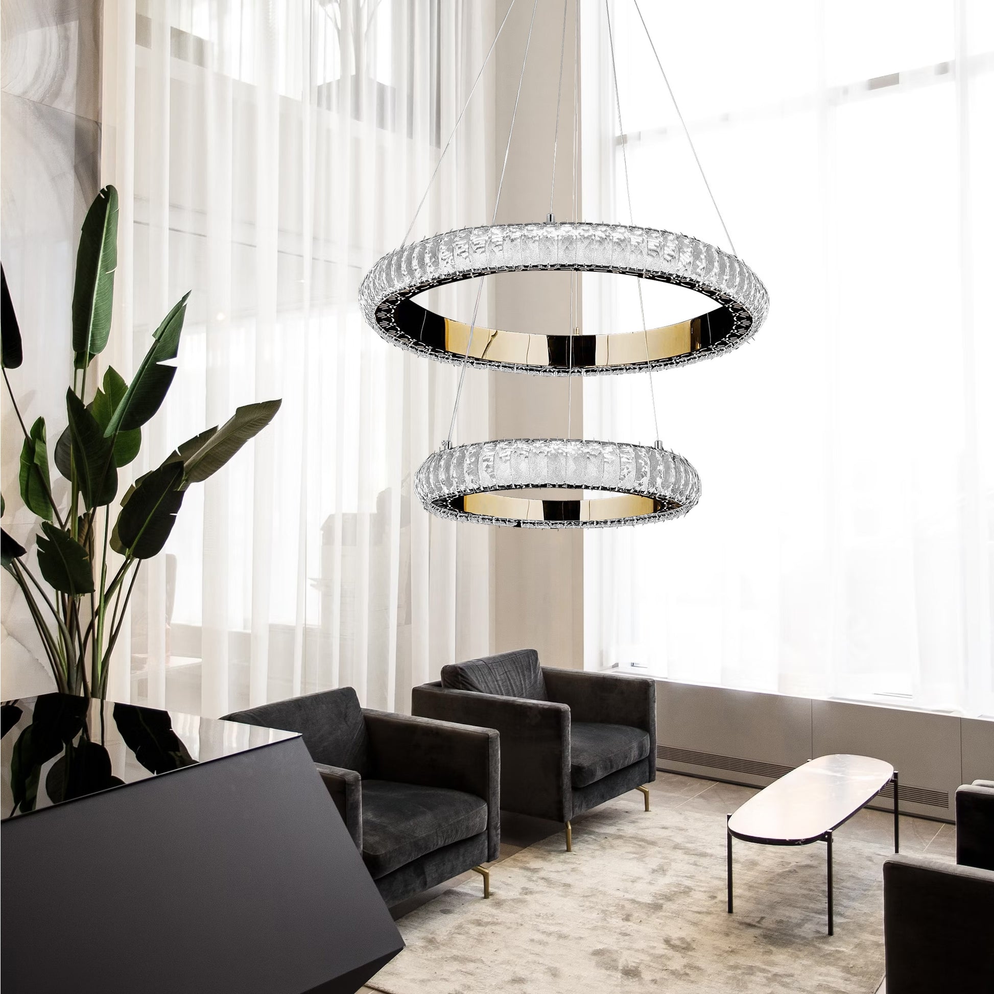 Lampa Wisząca Led G043-2cp Złota  2