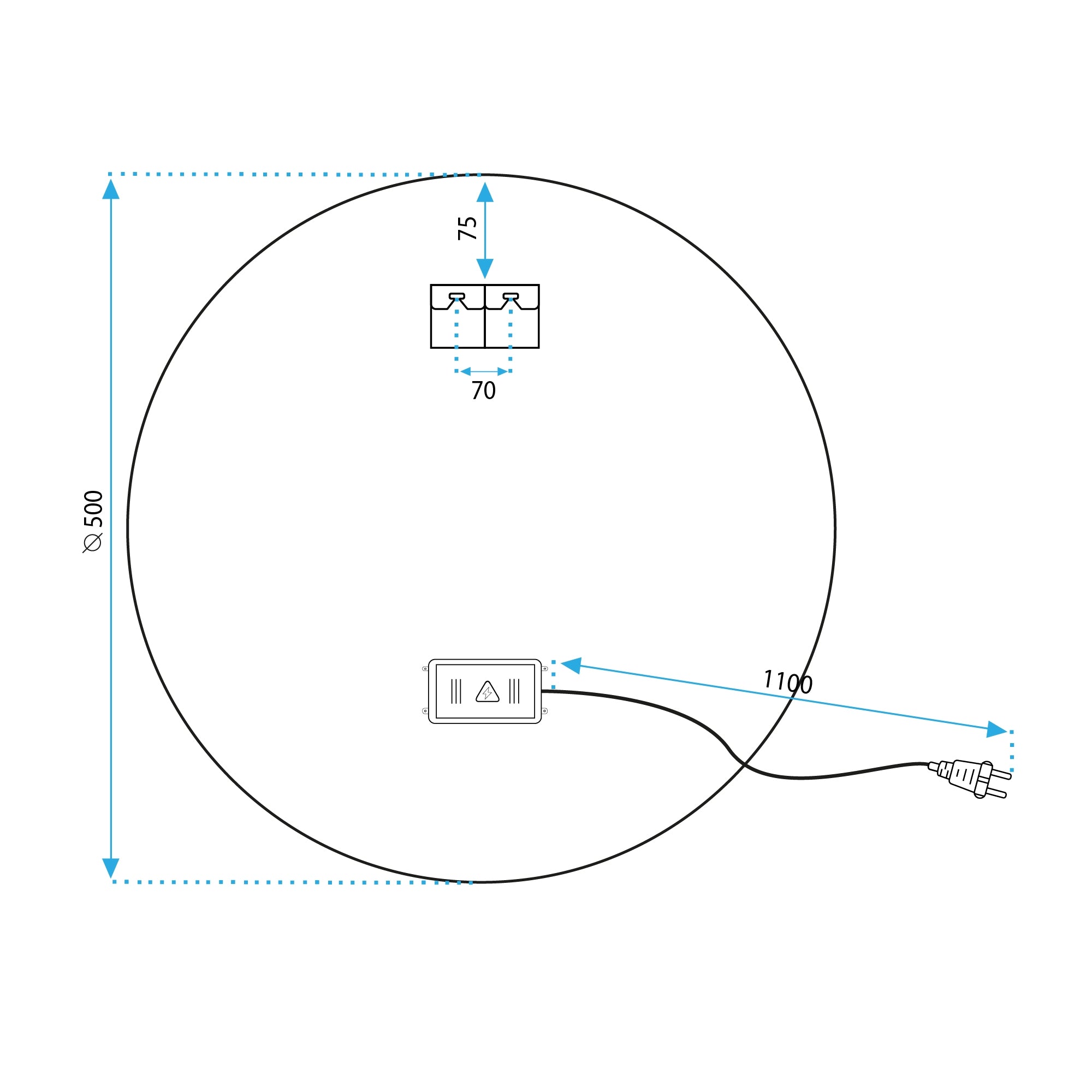 Lustro Ścienne Led 50cm Bas  10