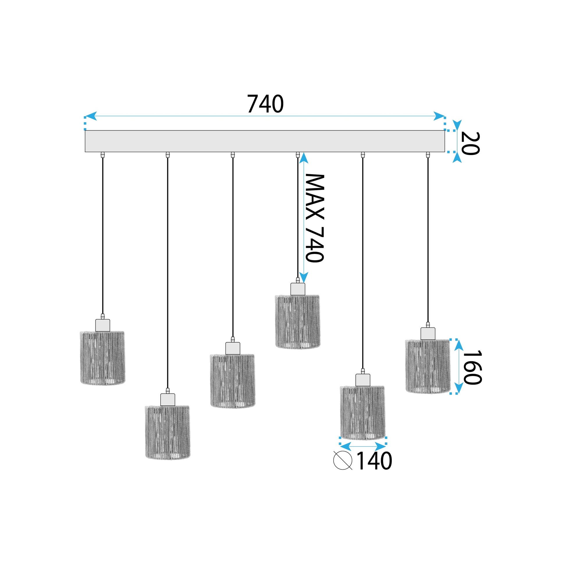 Lampa Sufitowa Wisząca APP1822-6CP Nature Black  5