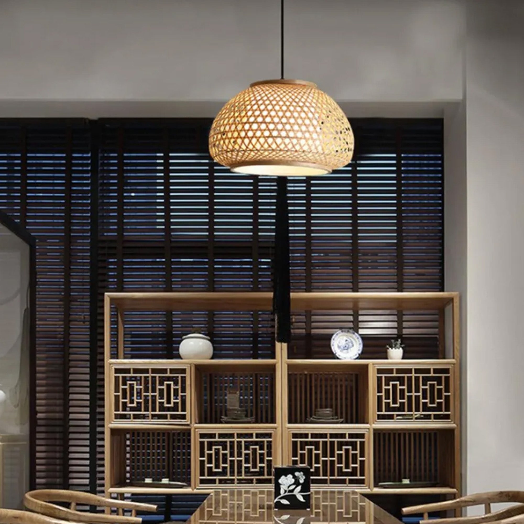 Lampa Wisząca Bambusowa APP1648-1CP  5