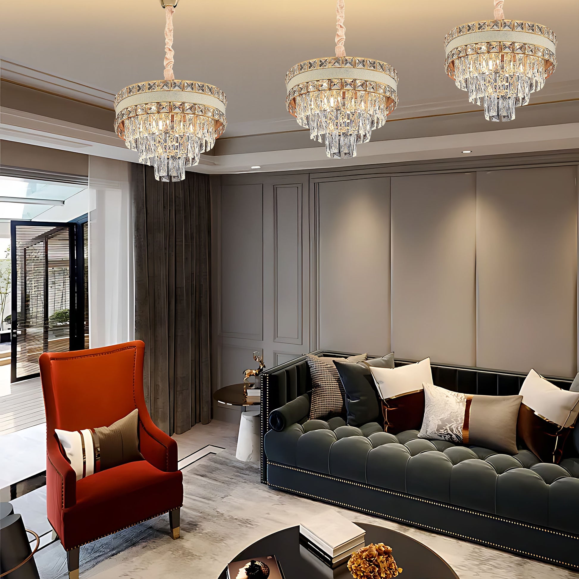 Lampa Wisząca Z Kryształami G047-cp 40cm Złota  6