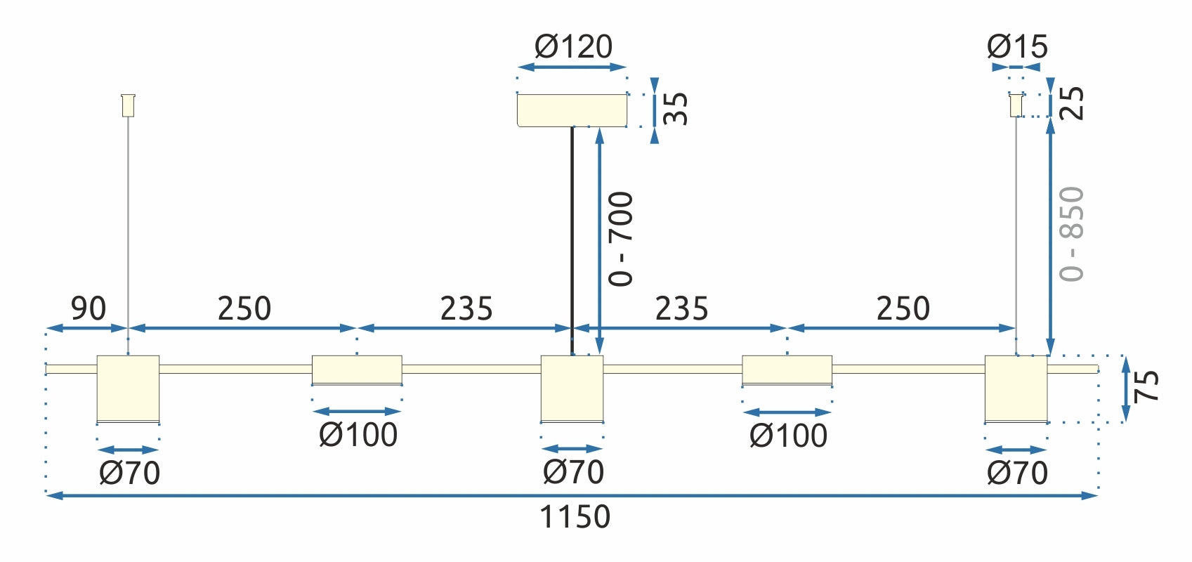 Lampa Sufitowa Wisząca Led APP929-5CP Złota  7