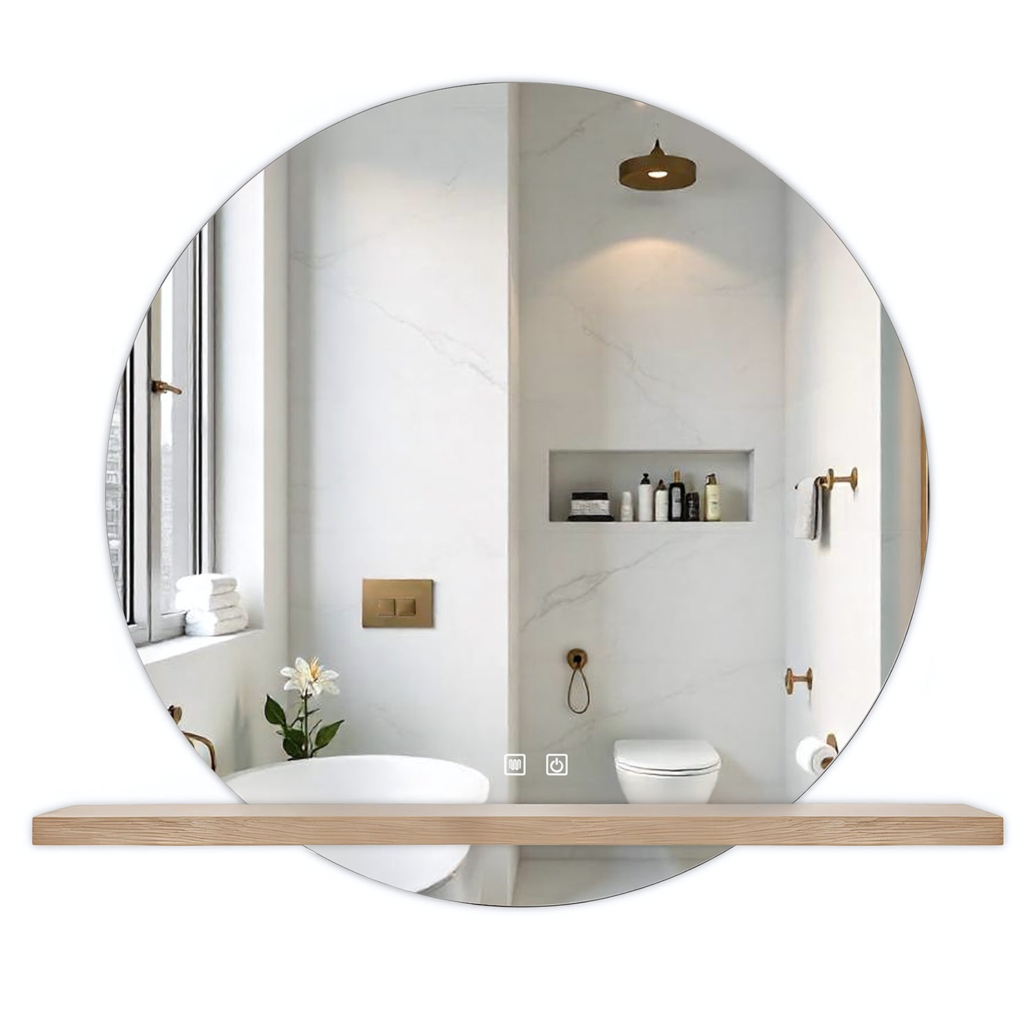 Lustro Ścienne Led Z Półką 60cm 102  1