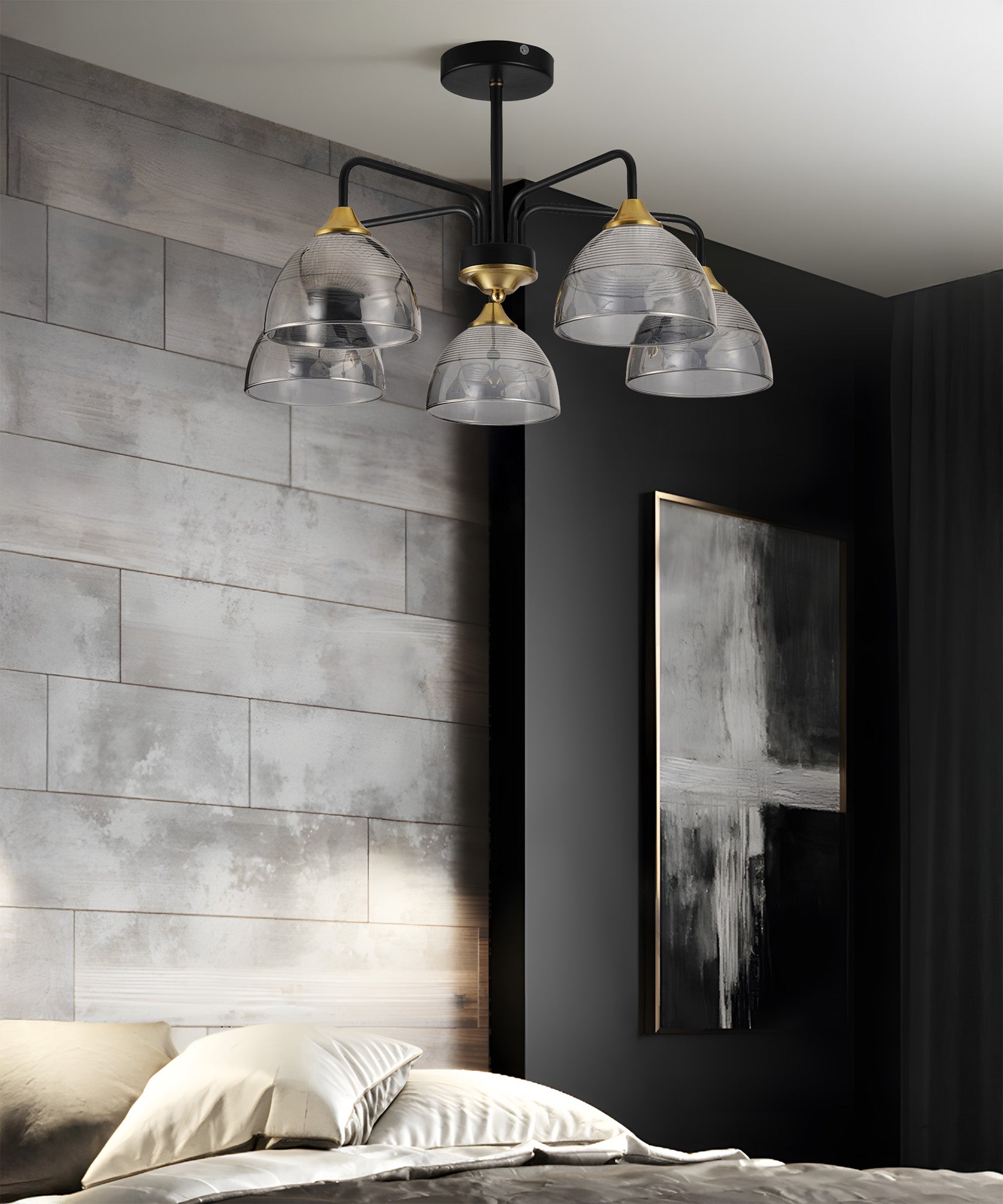 Lampa Sufitowa Wisząca G085-5c Czarna Lustrzana  5