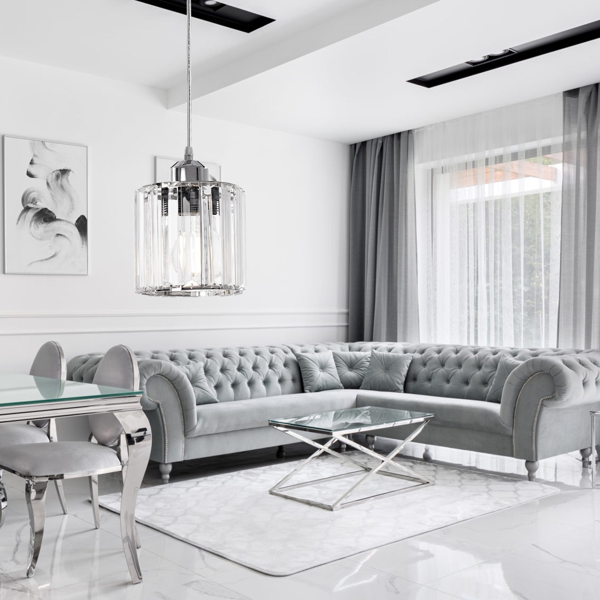 Lampa Sufitowa Kryształ APP508-1CP Srebrna  6