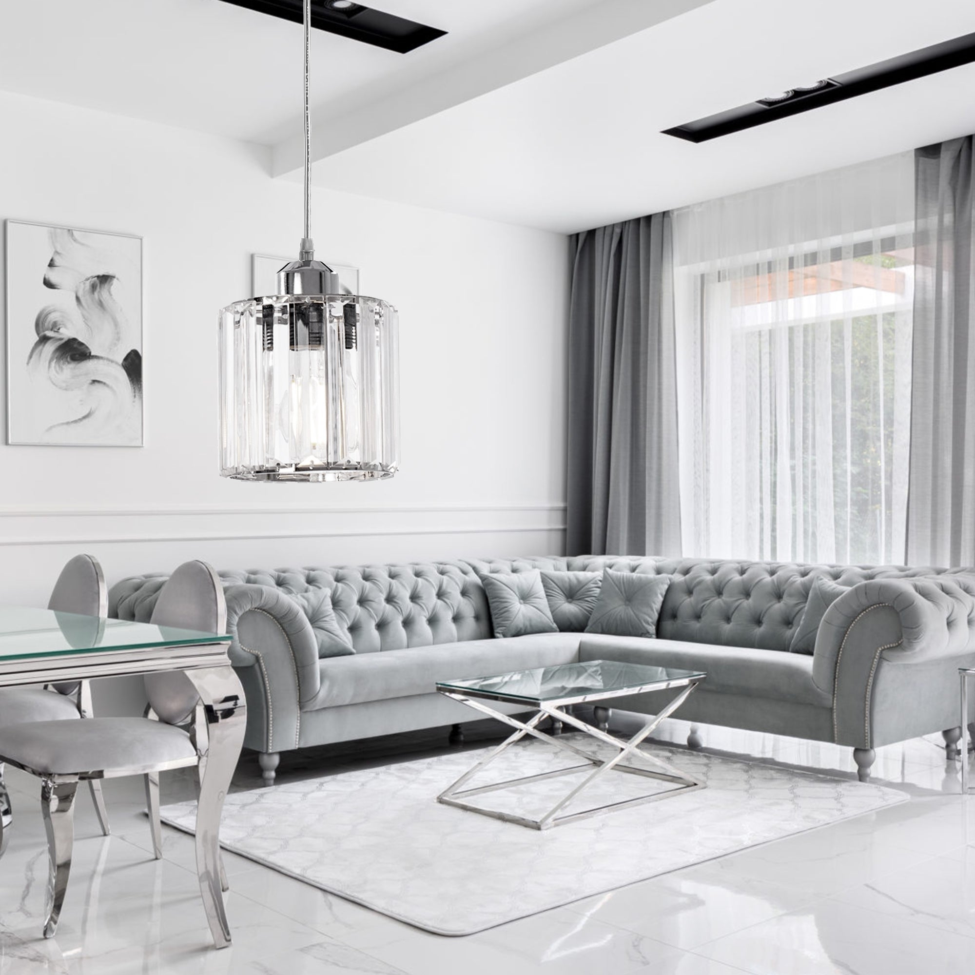 Lampa Sufitowa Kryształ APP508-1CP Srebrna  6