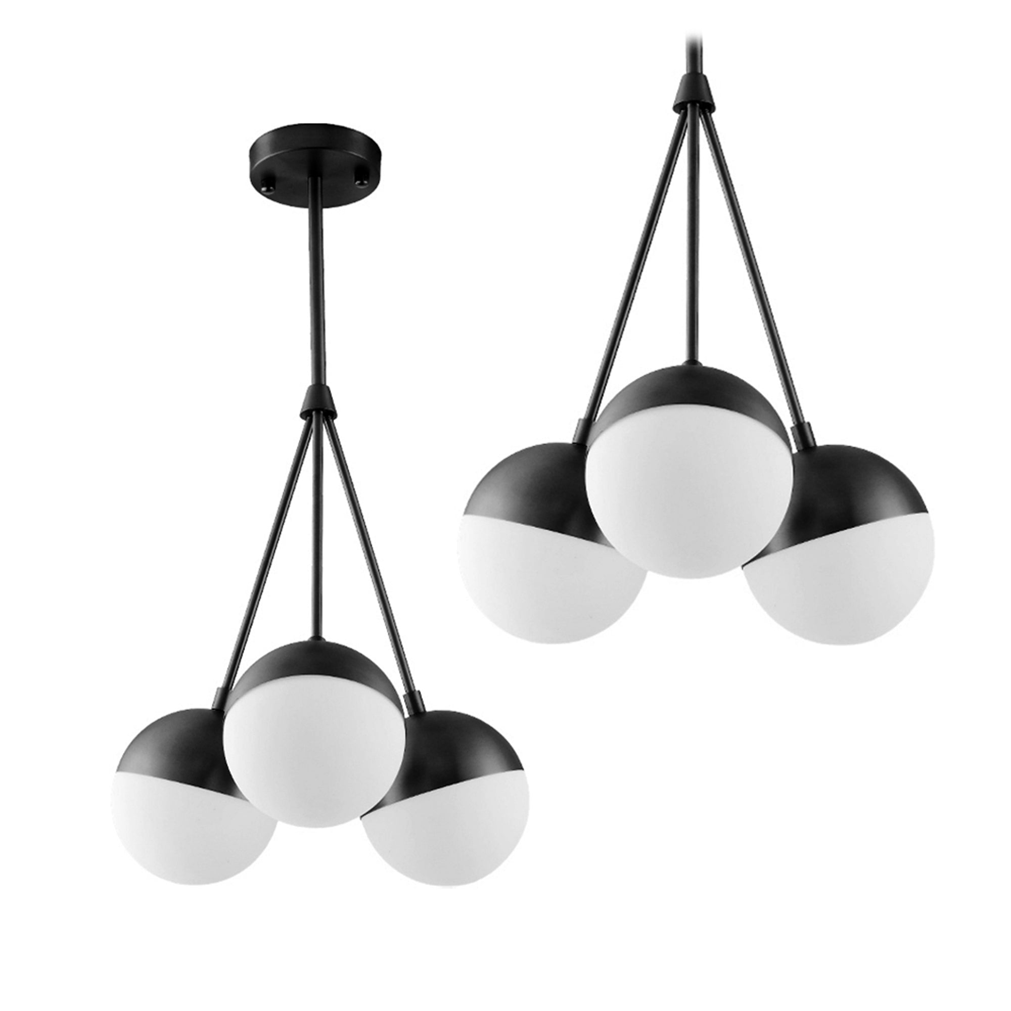 Lampa Wisząca Szklana Kula Mleczna APP687-3CP Czarna  1