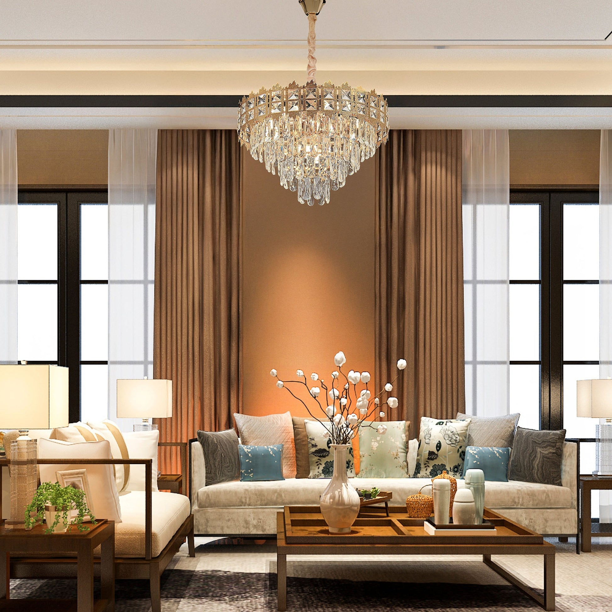 Lampa Wisząca Z Kryształami G049-cp 60cm  4