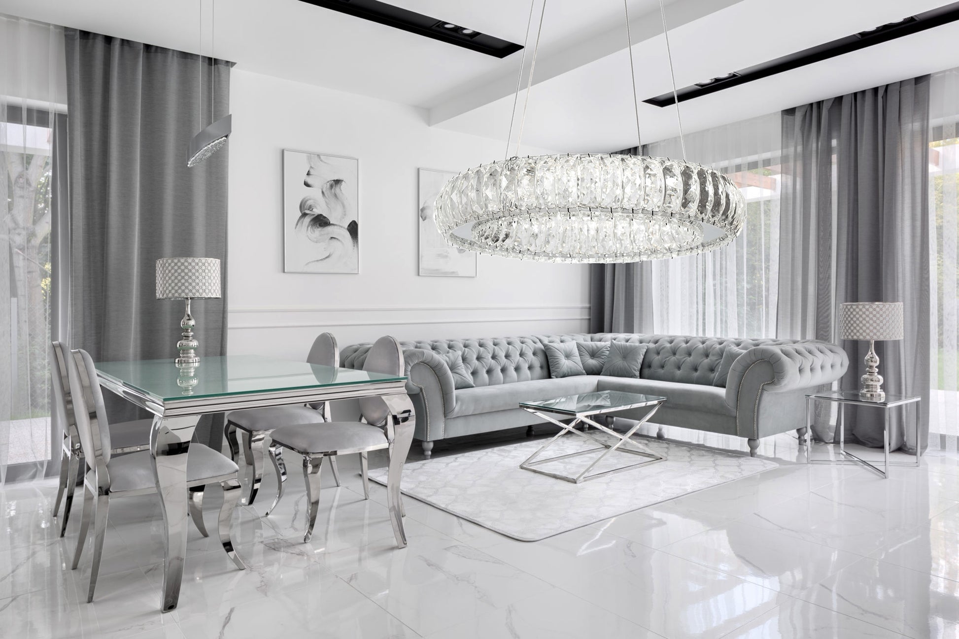 Kryształowa Lampa Sufitowa Led App1040-cp + Pilot  6