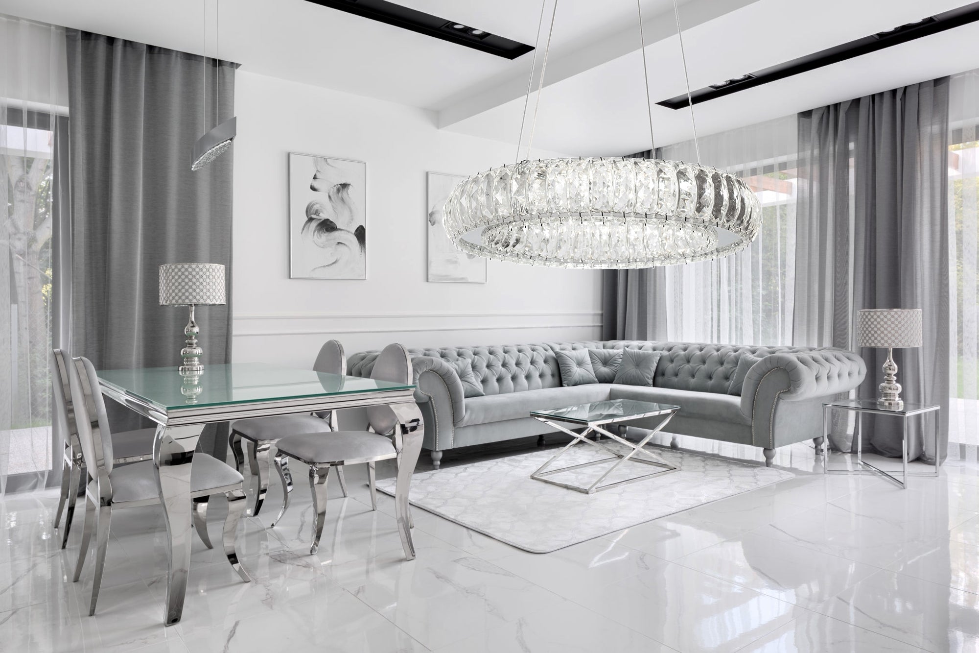 Kryształowa Lampa Sufitowa Led App1040-cp + Pilot  6