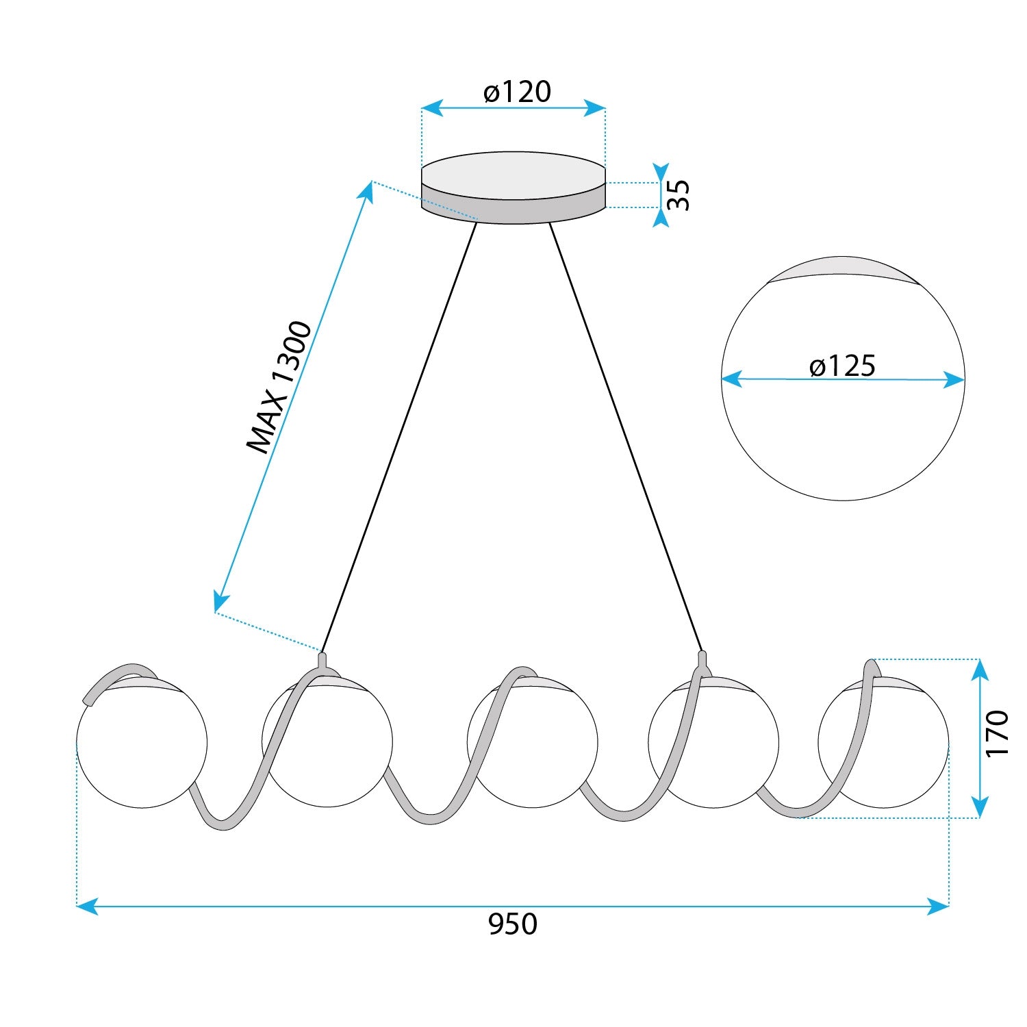 Lampa Sufitowa Wisząca Gold APP1780-5CP  6