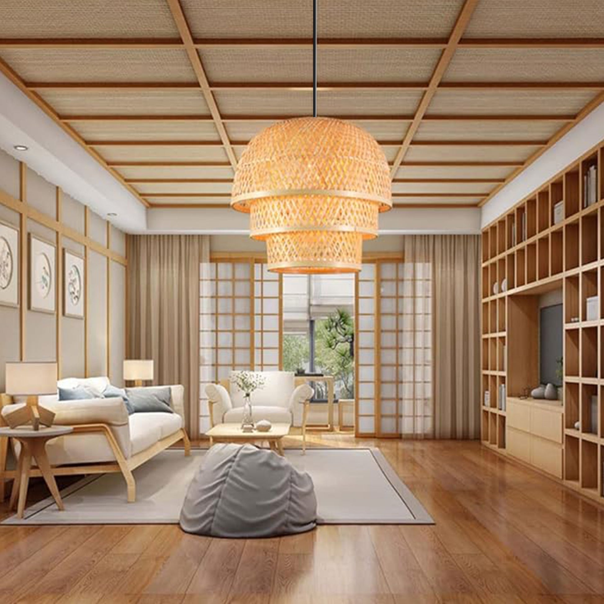 Lampa Wisząca Bambusowa APP1629-1CP  5