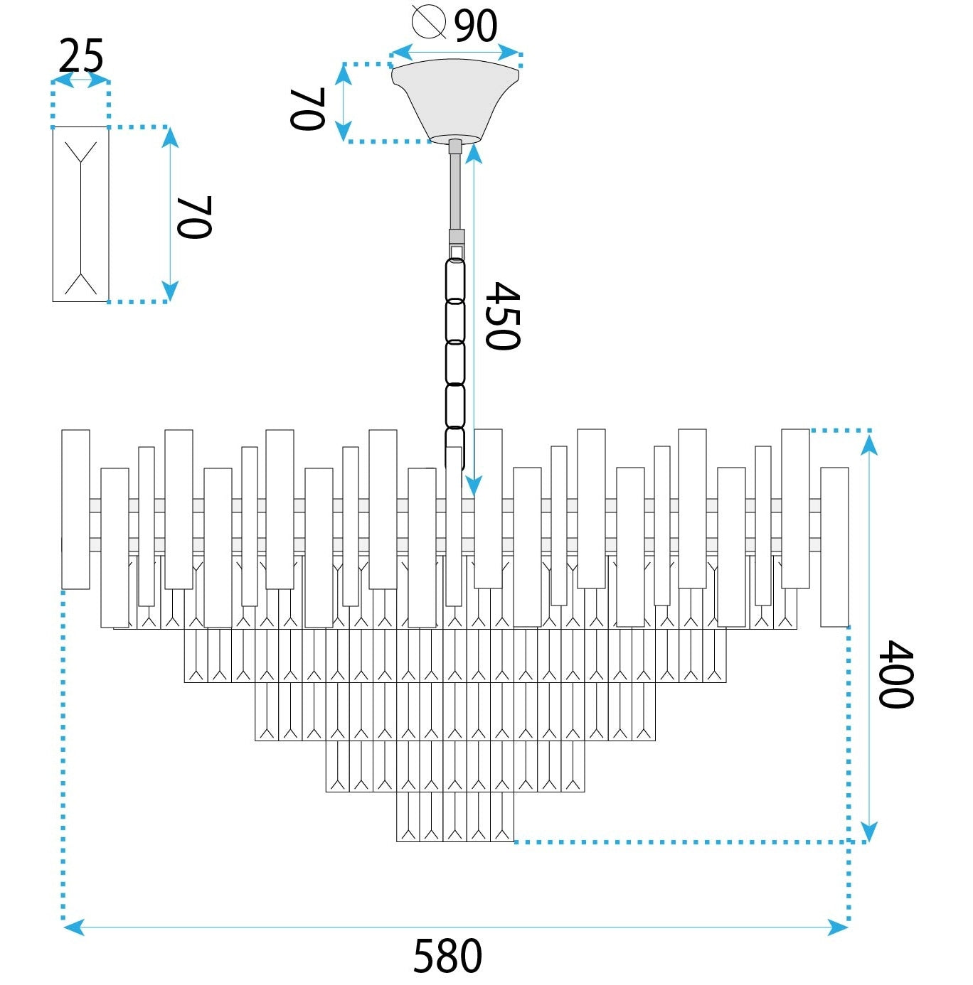Lampa Wisząca Z Kryształami G052-cp 60cm Złota  6
