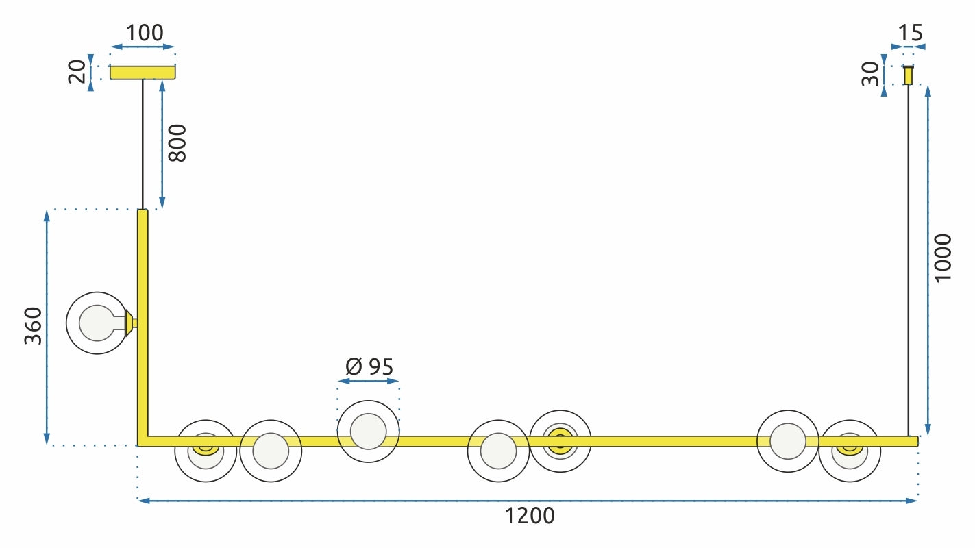 Lampa Wisząca Szklane Kule 8 Szt APP615-8CP Złota  6
