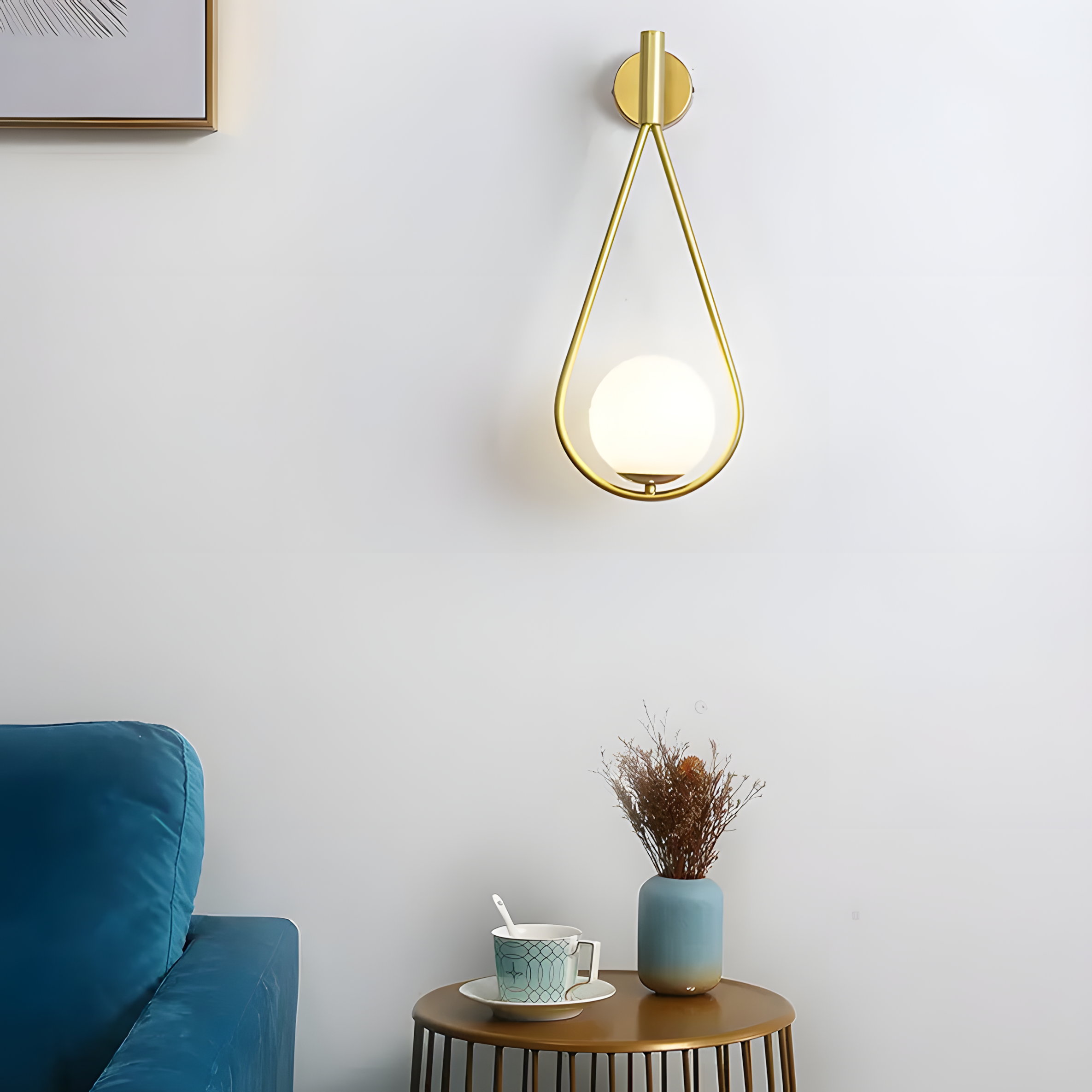 Kinkiet Ścienny Kula Szklana G094-1w Złoty Biały  8