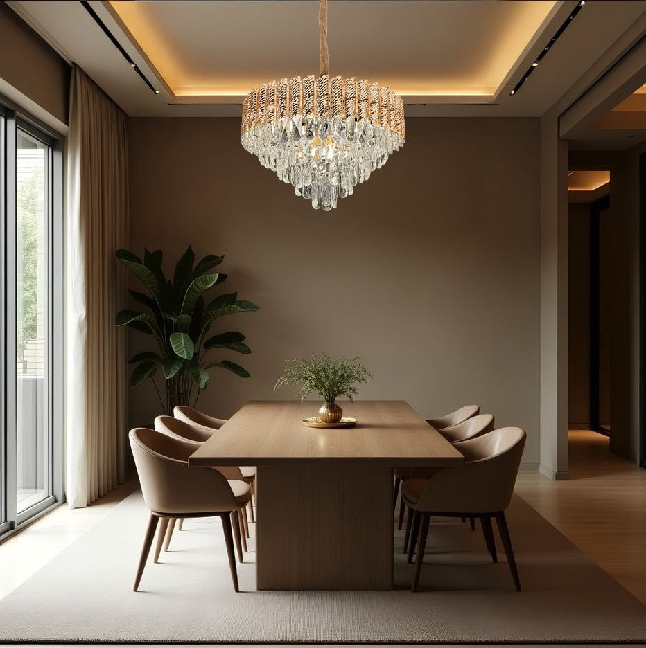 Lampa Wisząca Z Kryształami G054-cp 50cm Złota  4