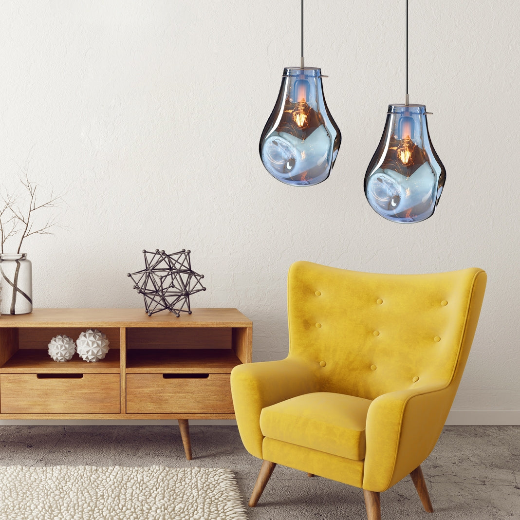 Lampa Sufitowa Wisząca Szklana APP327-1CP Niebieska  2