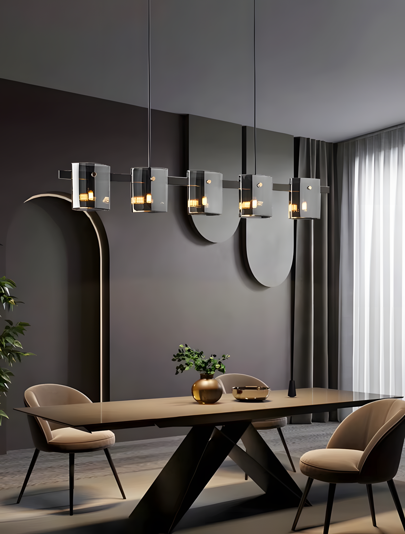 Lampa Wisząca 5-punktowa APP1706-5CP Grey G9  2
