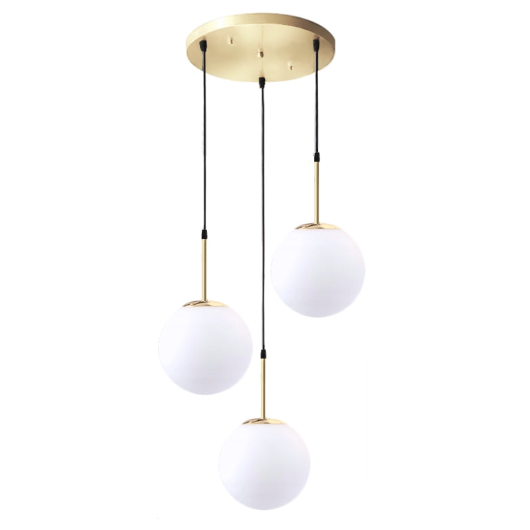 Lampa Wisząca Szklana Kula Mleczna APP656-3CPR Złota  2