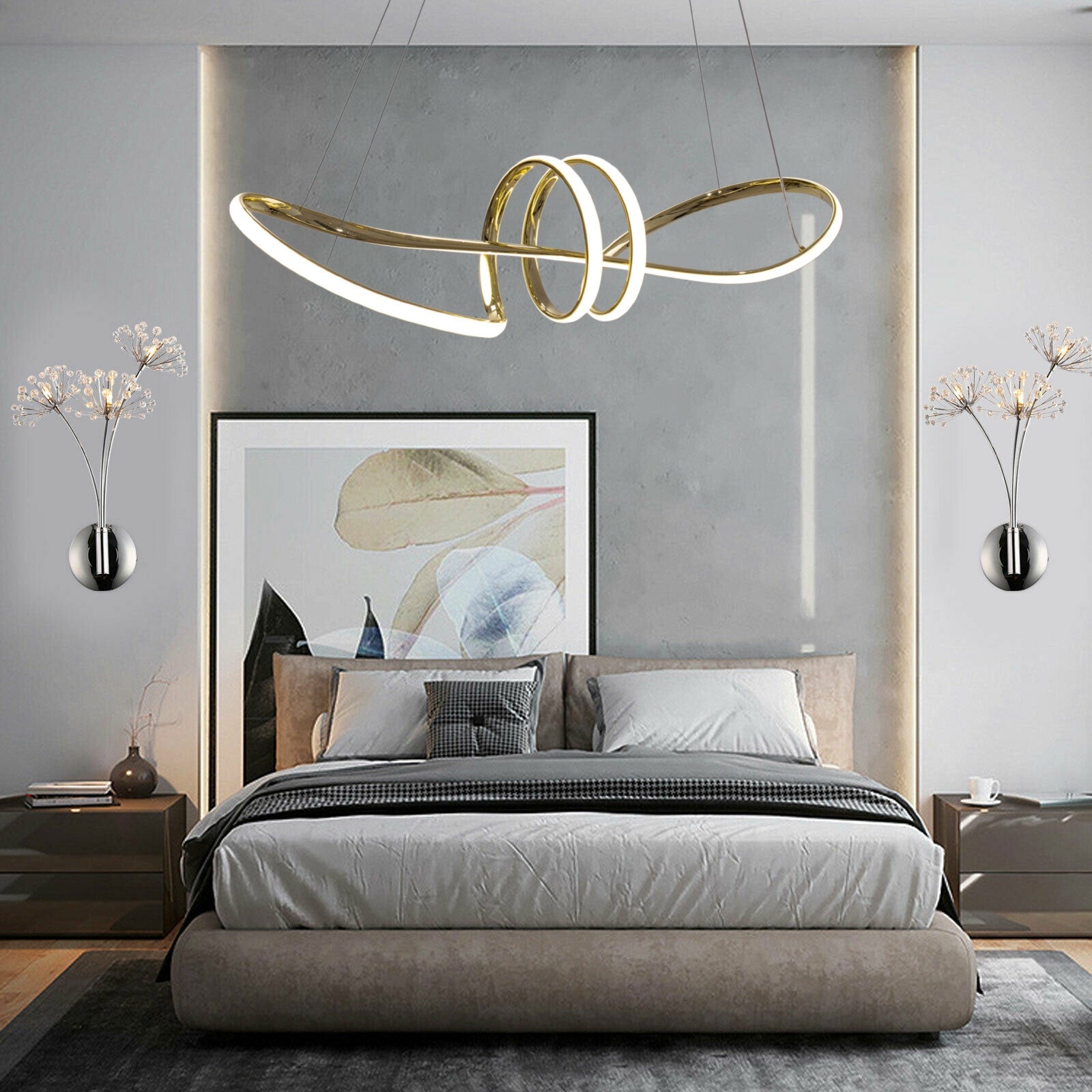 Lampa Sufitowa Nowoczesna Led + Pilot App824-cp Złota  2