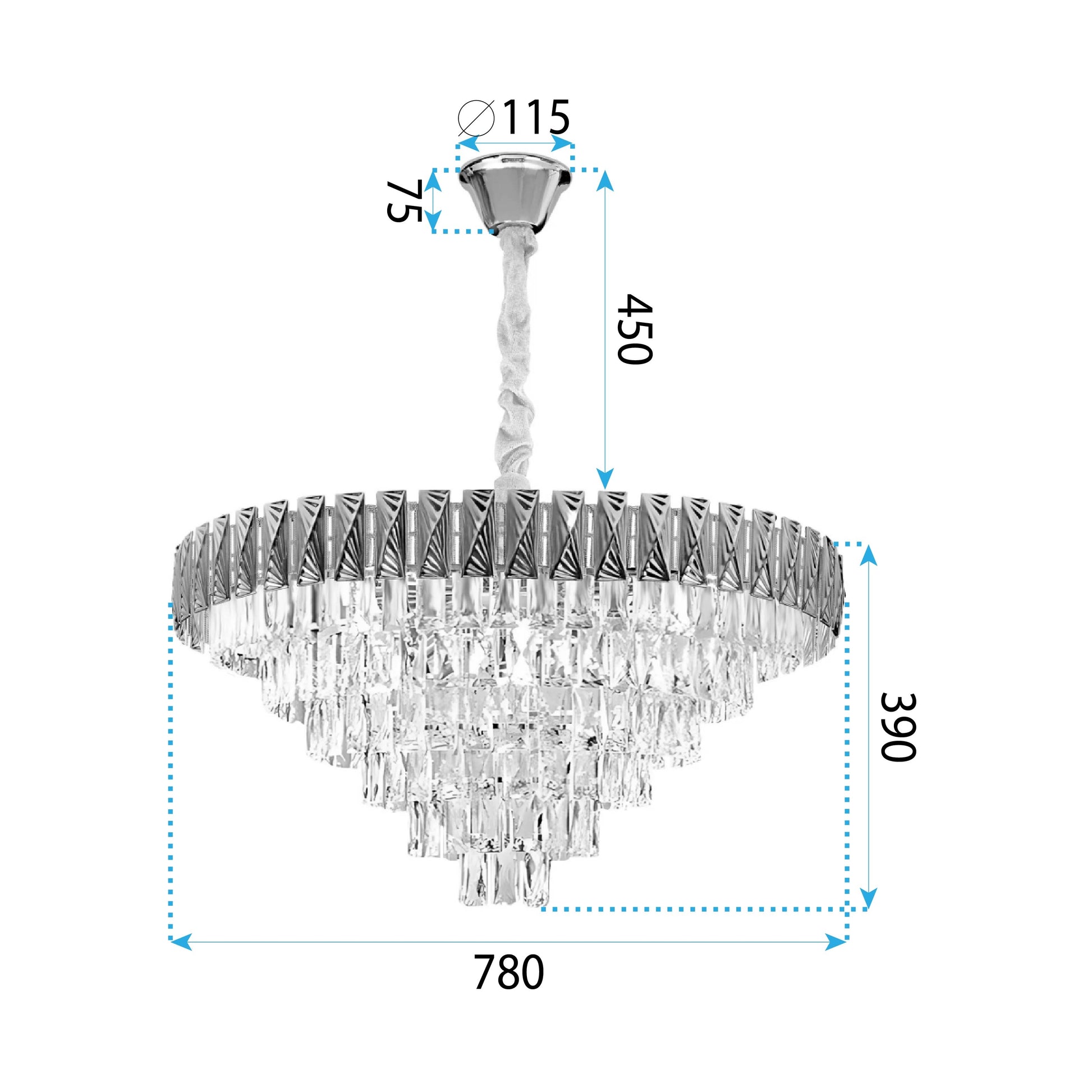 Lampa Wisząca Z Kryształami G061-cp 80cm Złota  8