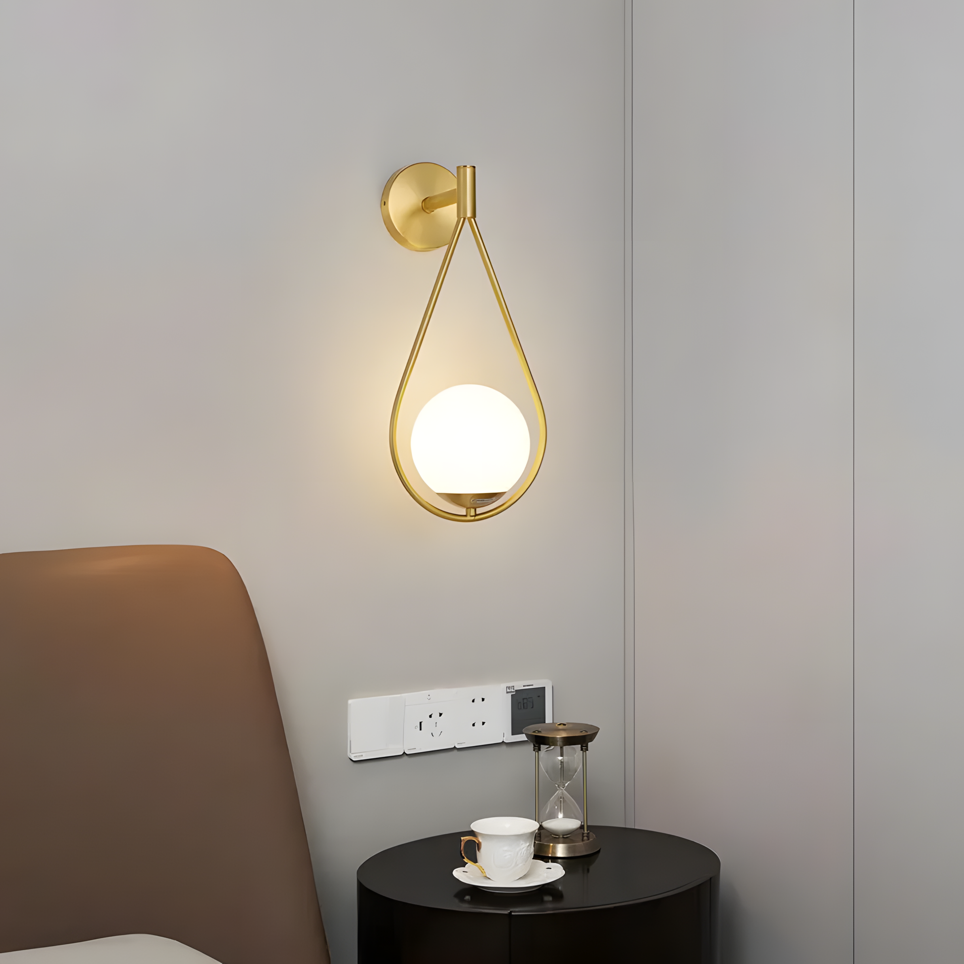 Kinkiet Ścienny Kula Szklana G094-1w Złoty Biały  7