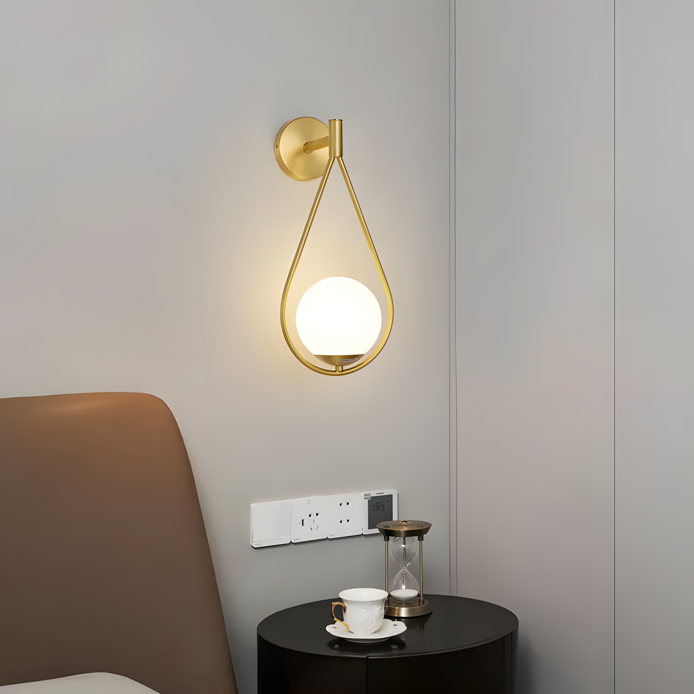 Kinkiet Ścienny Kula Szklana G094-1w Złoty Biały  7