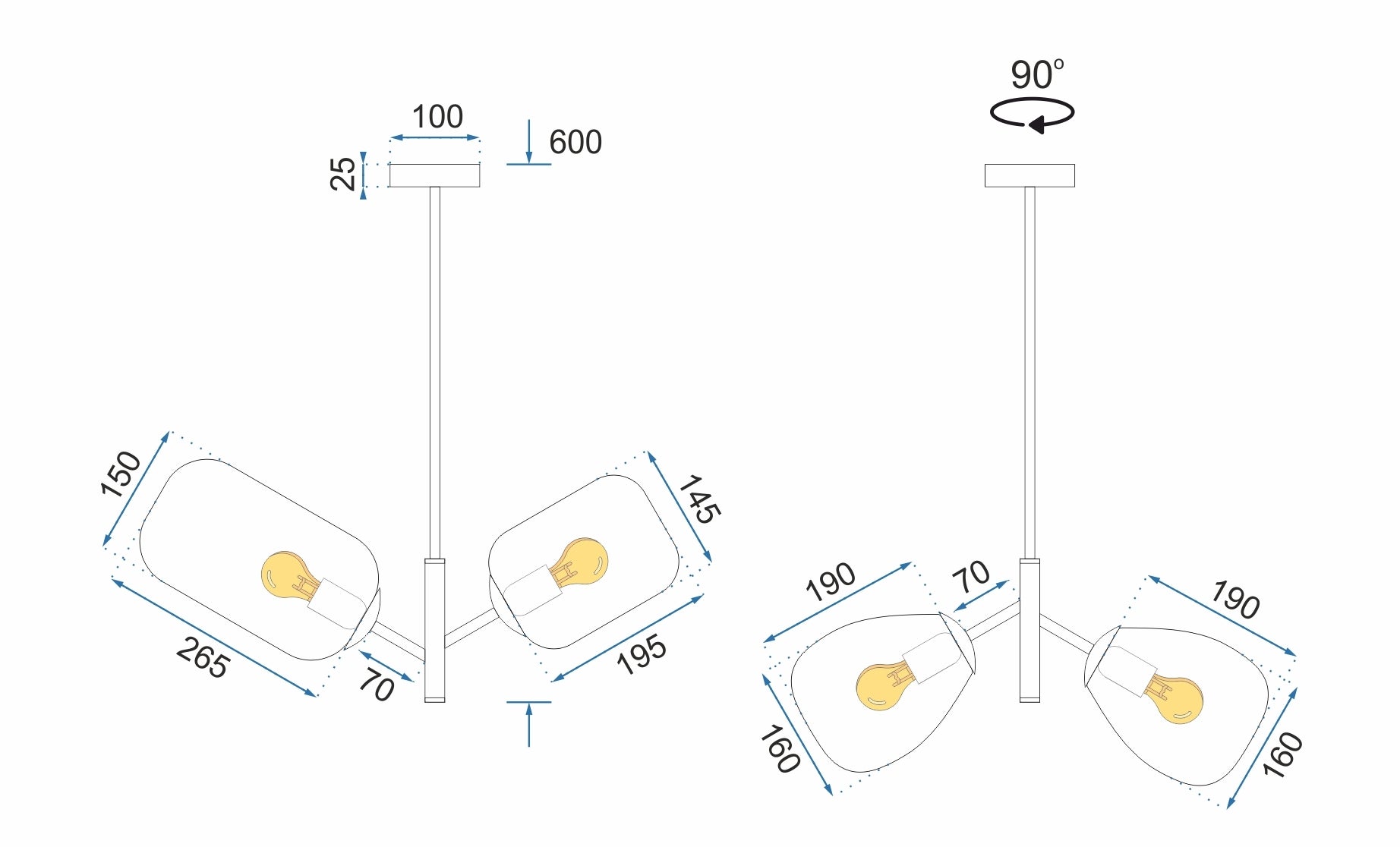Lampa Sufitowa Wisząca Szklana APP436-4C Multicolor  12