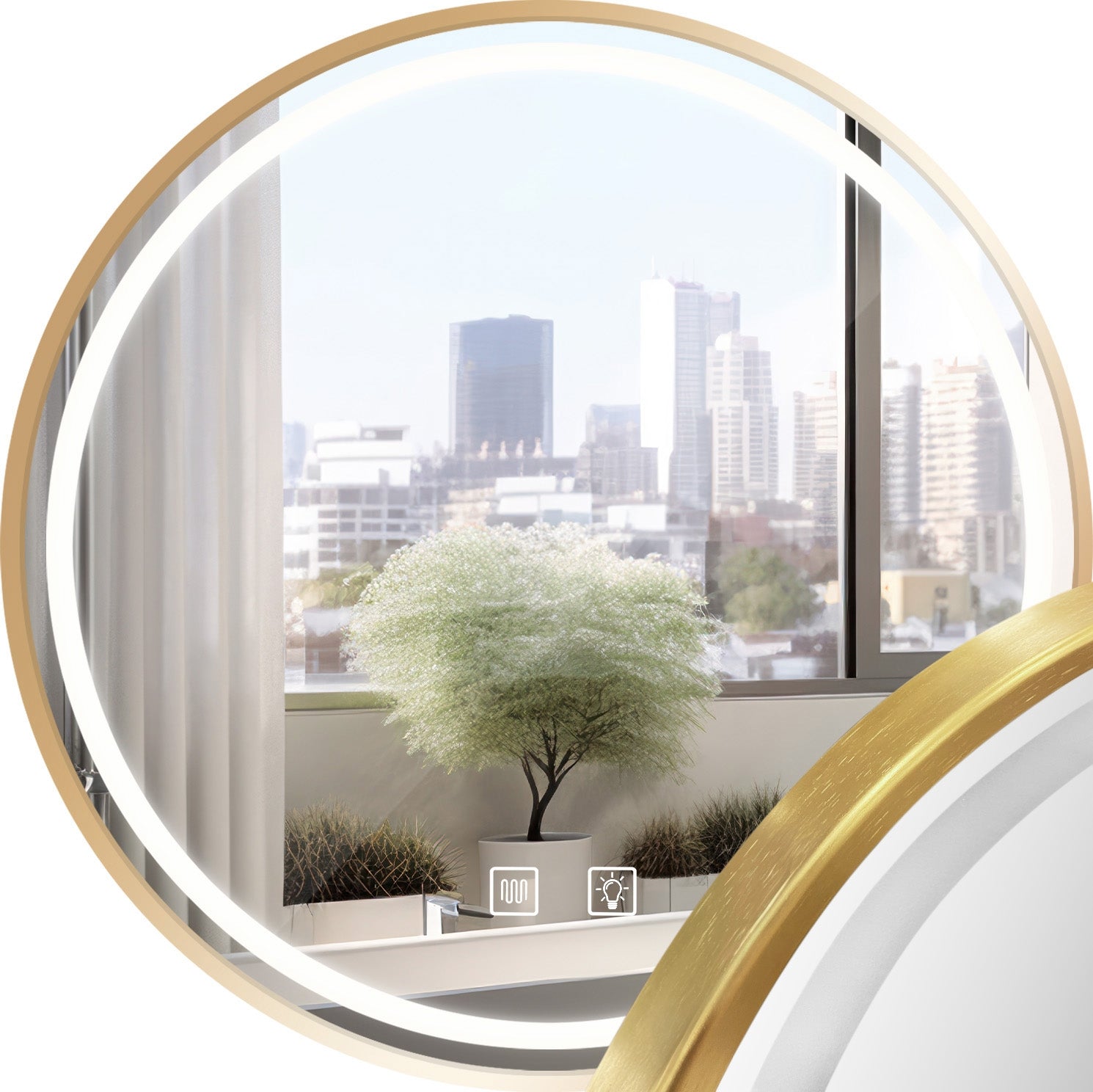 Lustro Ścienne Led 90cm Mmj Złote Szczotkowane  1