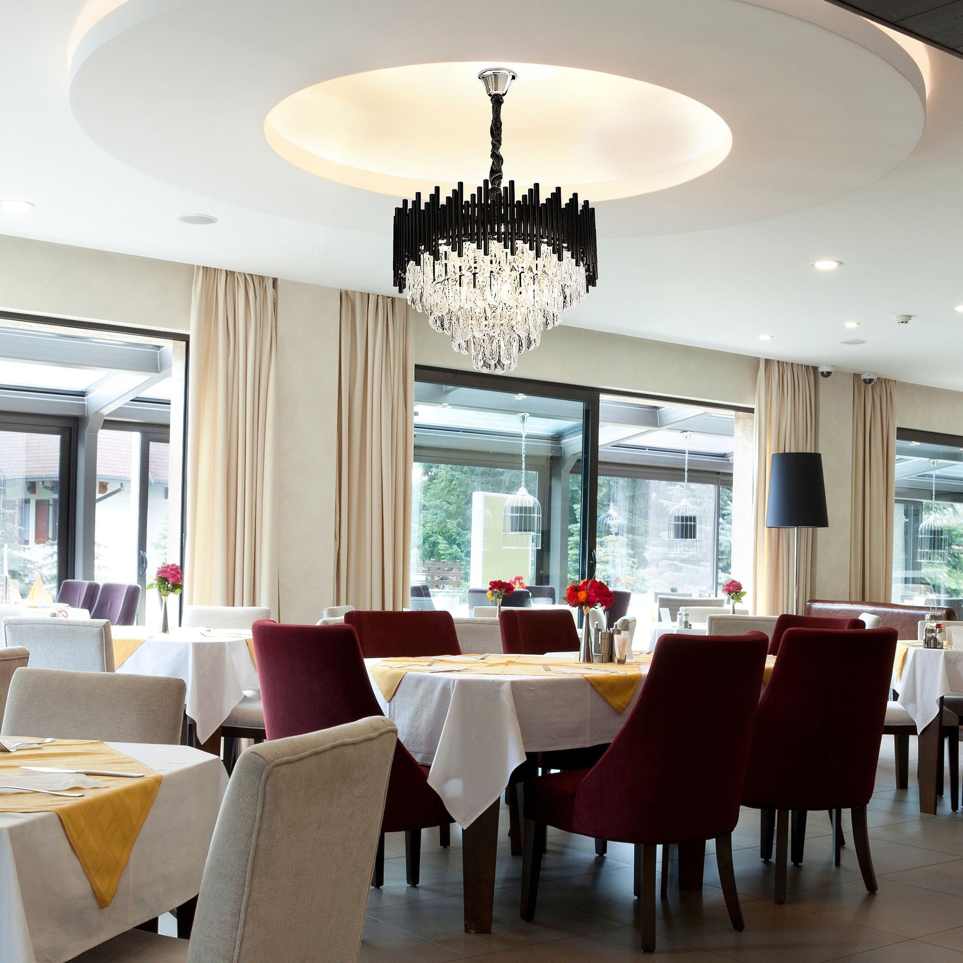 Lampa Wisząca Z Kryształami G063-cp 50cm Czarna  4