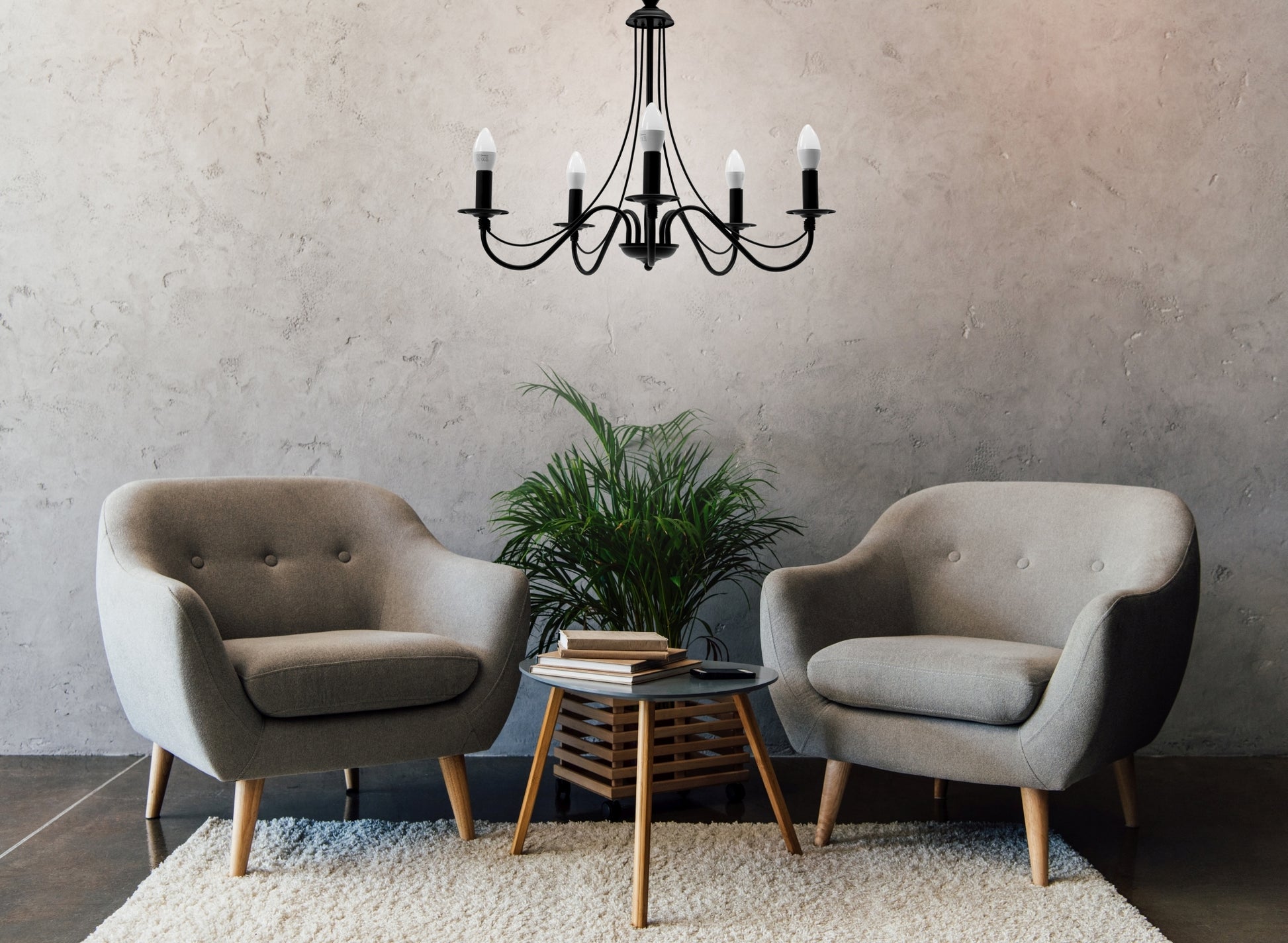 Lampa Sufitowa Wisząca Rustykalna APP647-5CP Czarna  7