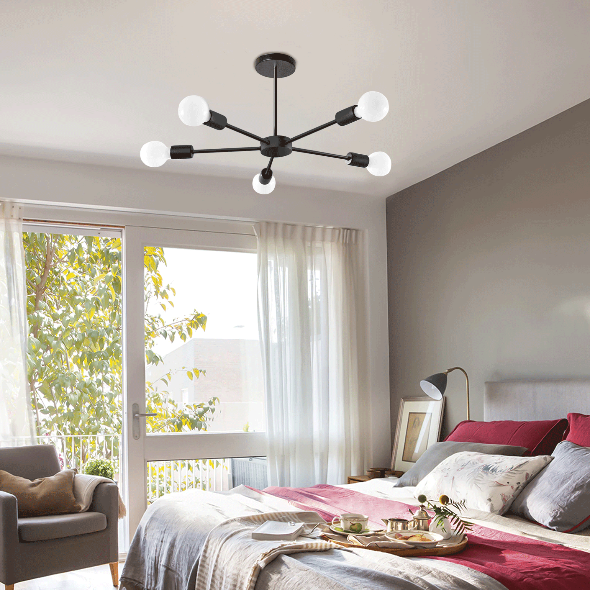 Lampa Pająk 5 APP1024-5CP Czarna  3