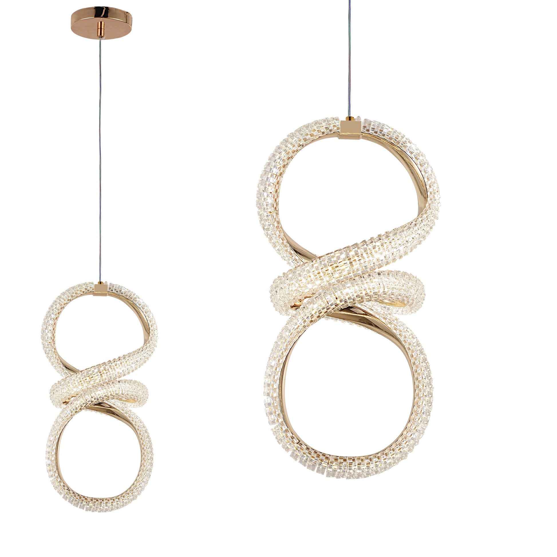 Lampa Wisząca Kryształowa Spirala Led G070-cp Złota  1