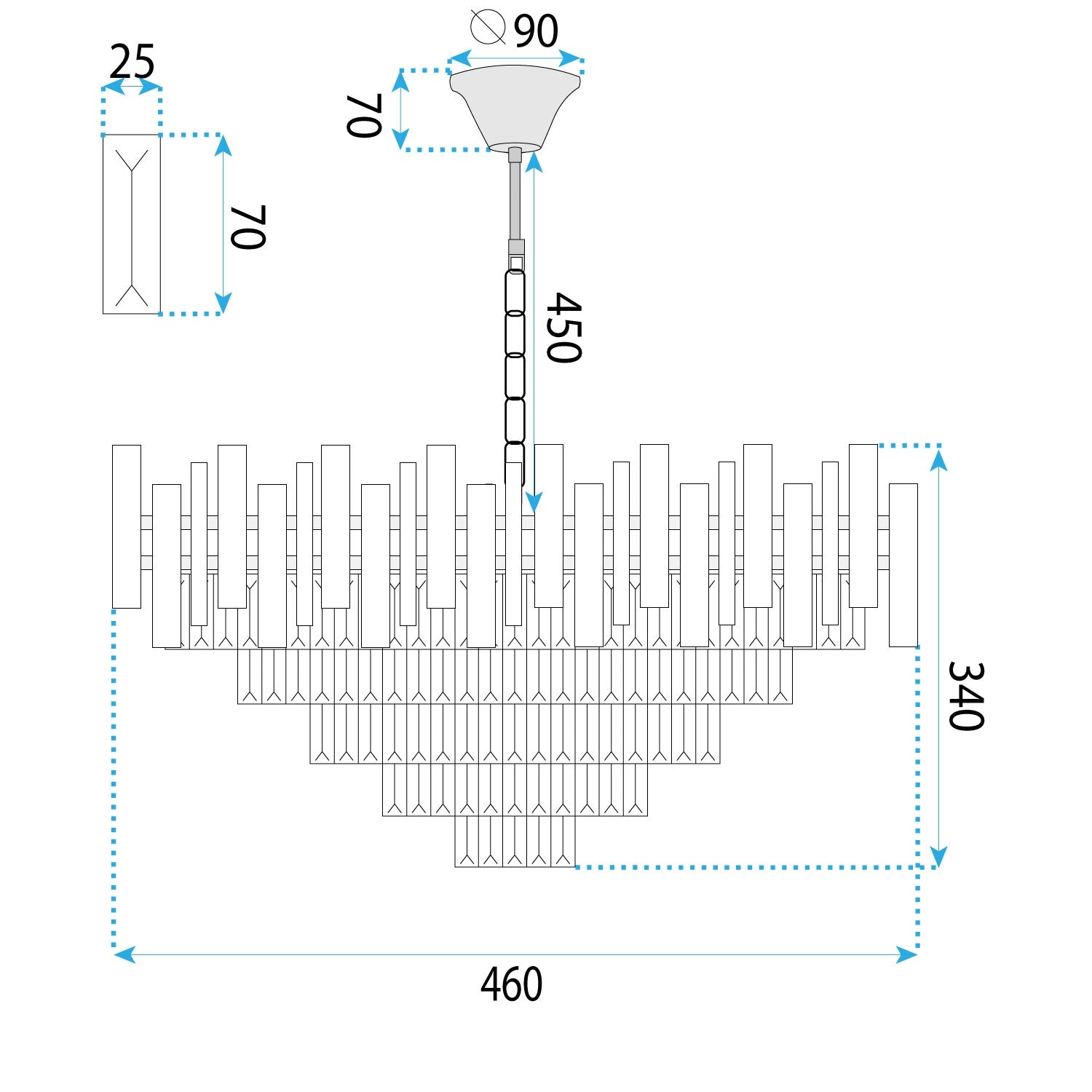 Lampa Wisząca Z Kryształami G050-cp 50cm Gold  6