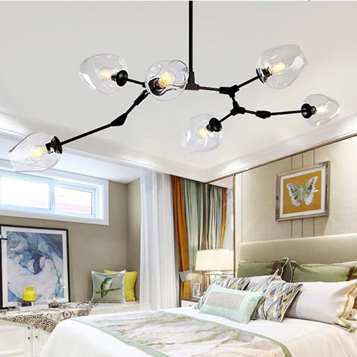 Lampa Wisząca Szklane Kule 7 Ramion APP505-7C Czarna  2