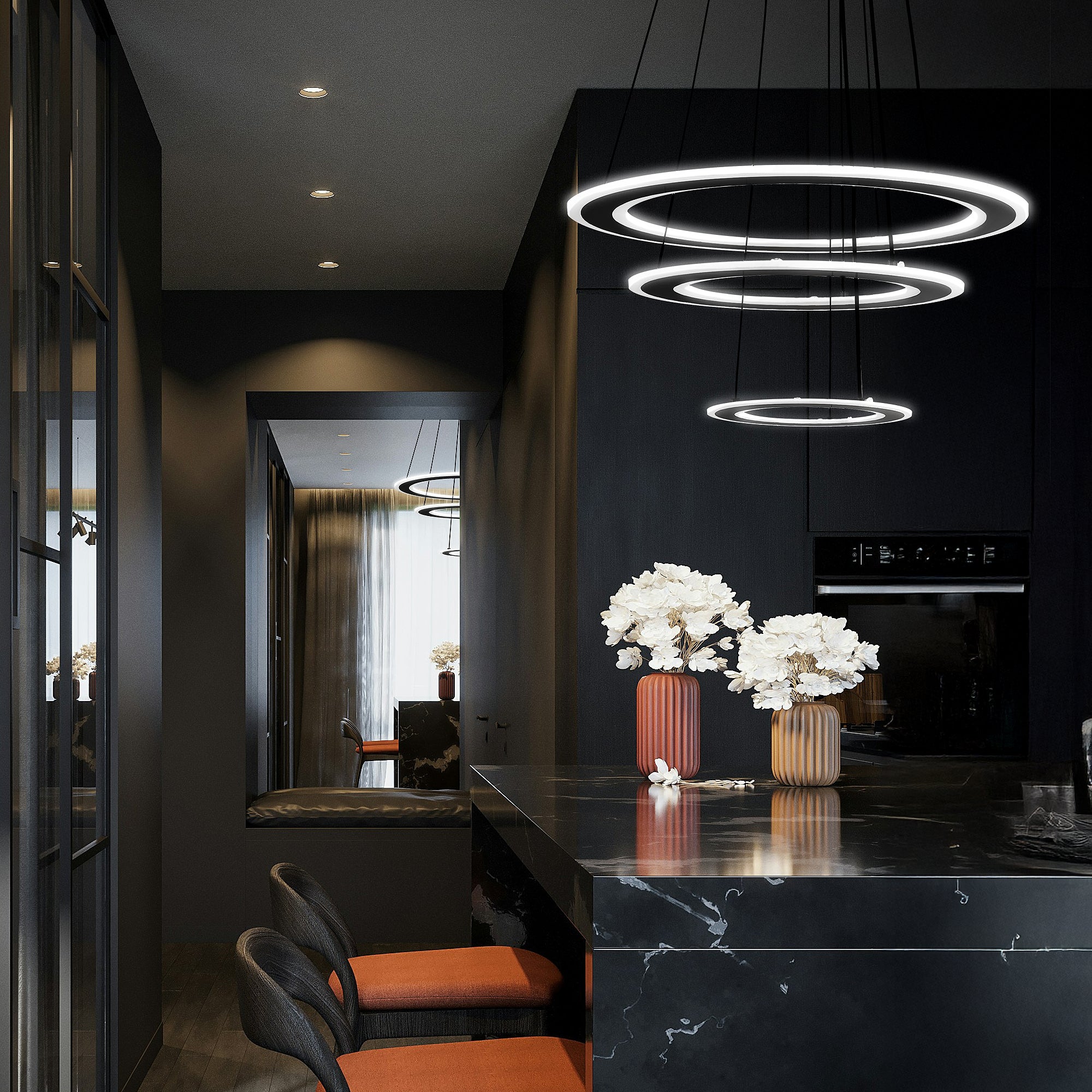 Lampa Wisząca Led G040-3cp Czarna  2