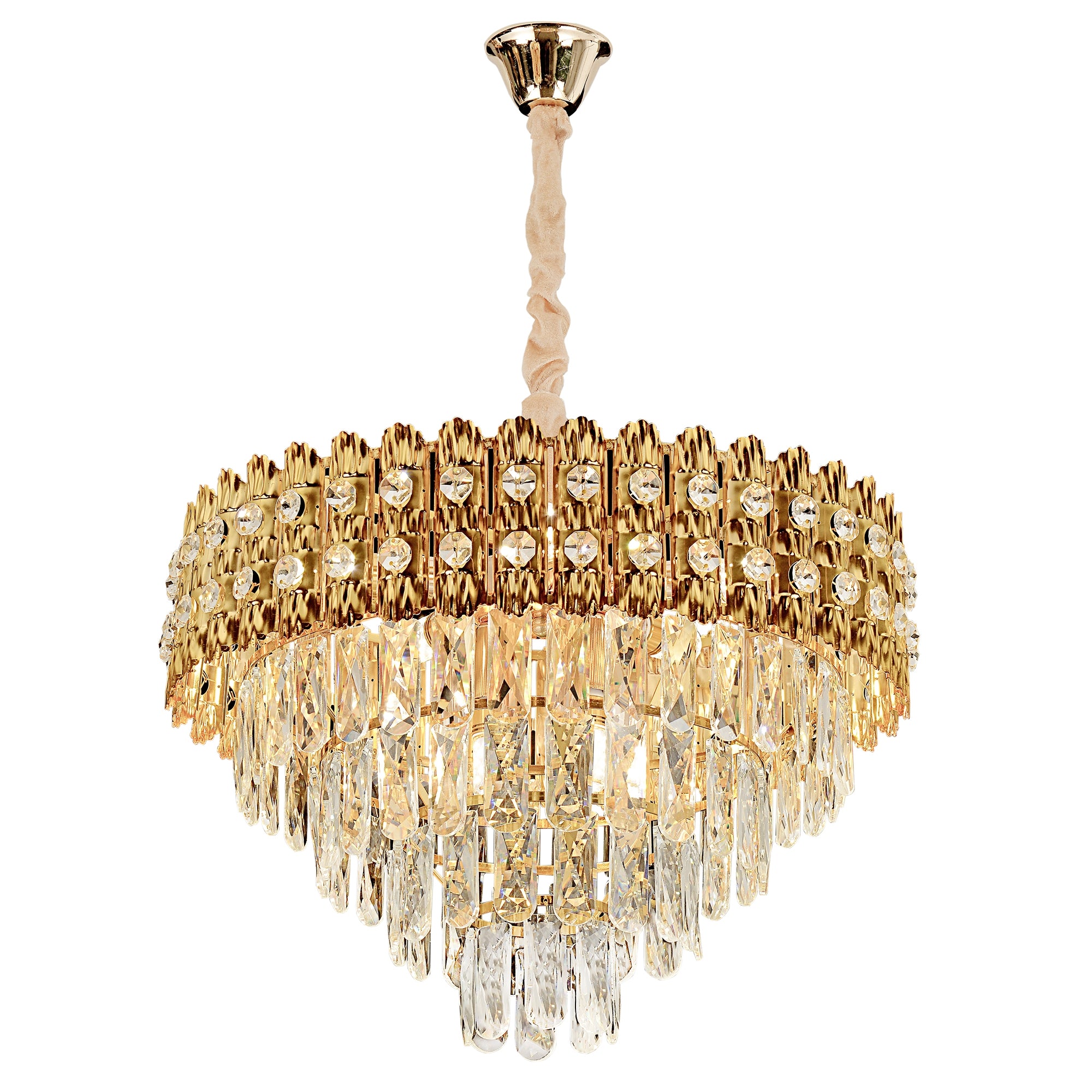 Lampa Wisząca Z Kryształami G058-cp 60cm Złota  1