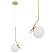 Lampa Sufitowa Wisząca Szklana Kula G106-1w Złota Biała  1