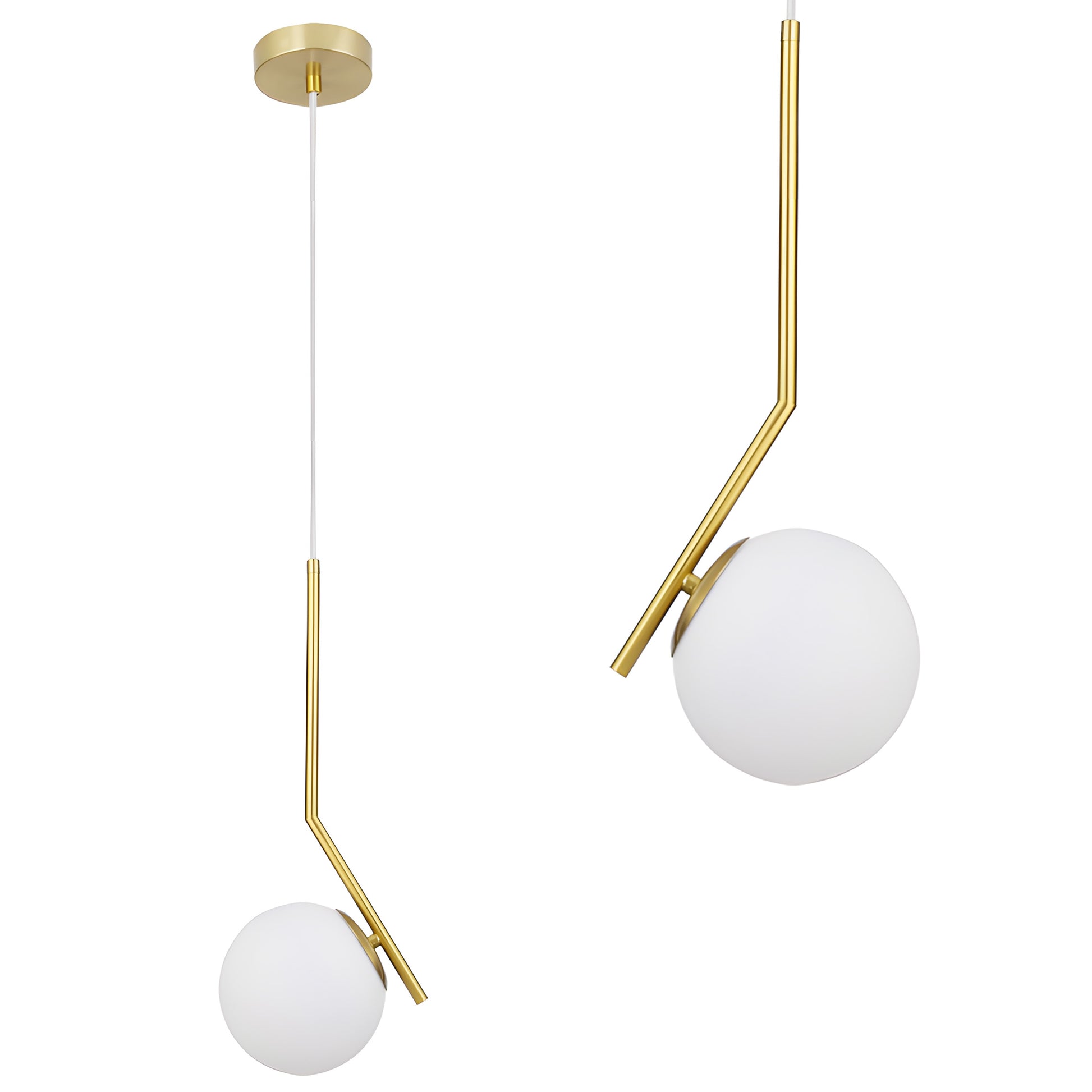 Lampa Sufitowa Wisząca Szklana Kula G106-1w Złota Biała  1