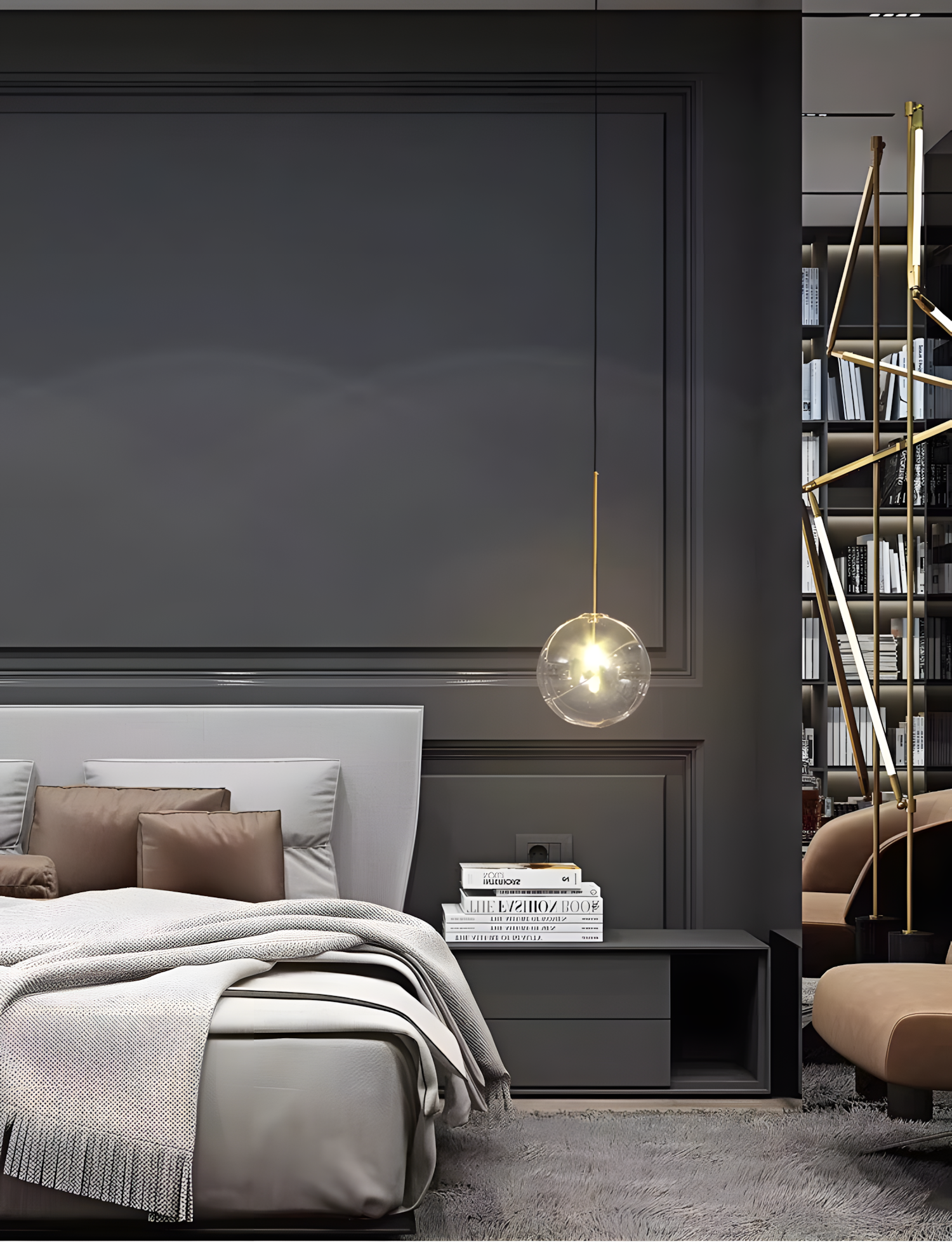 Lampa Sufitowa Wisząca Szklana Kula Złota 20cm APP1683-1CP  4