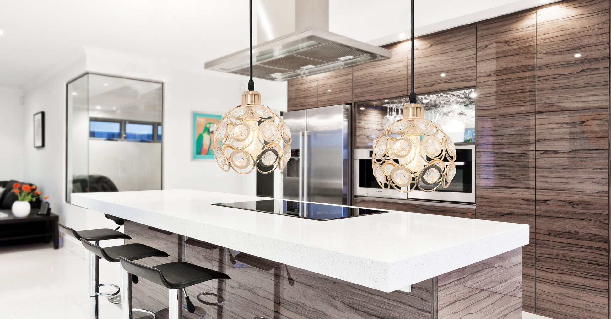 Lampa Wisząca Sufitowa Kryształowaa APP208-1C Złota  5