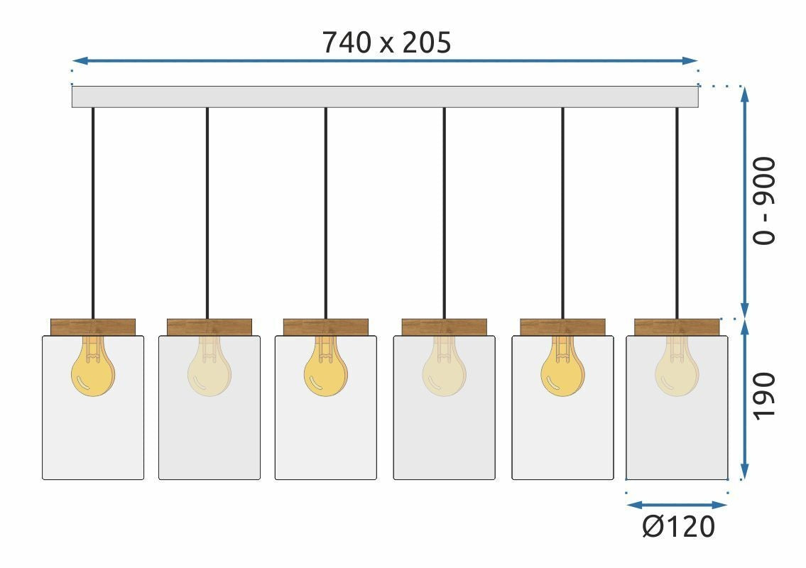 Lampa Sufitowa Wisząca APP1813-6CP Frosted Grey  8